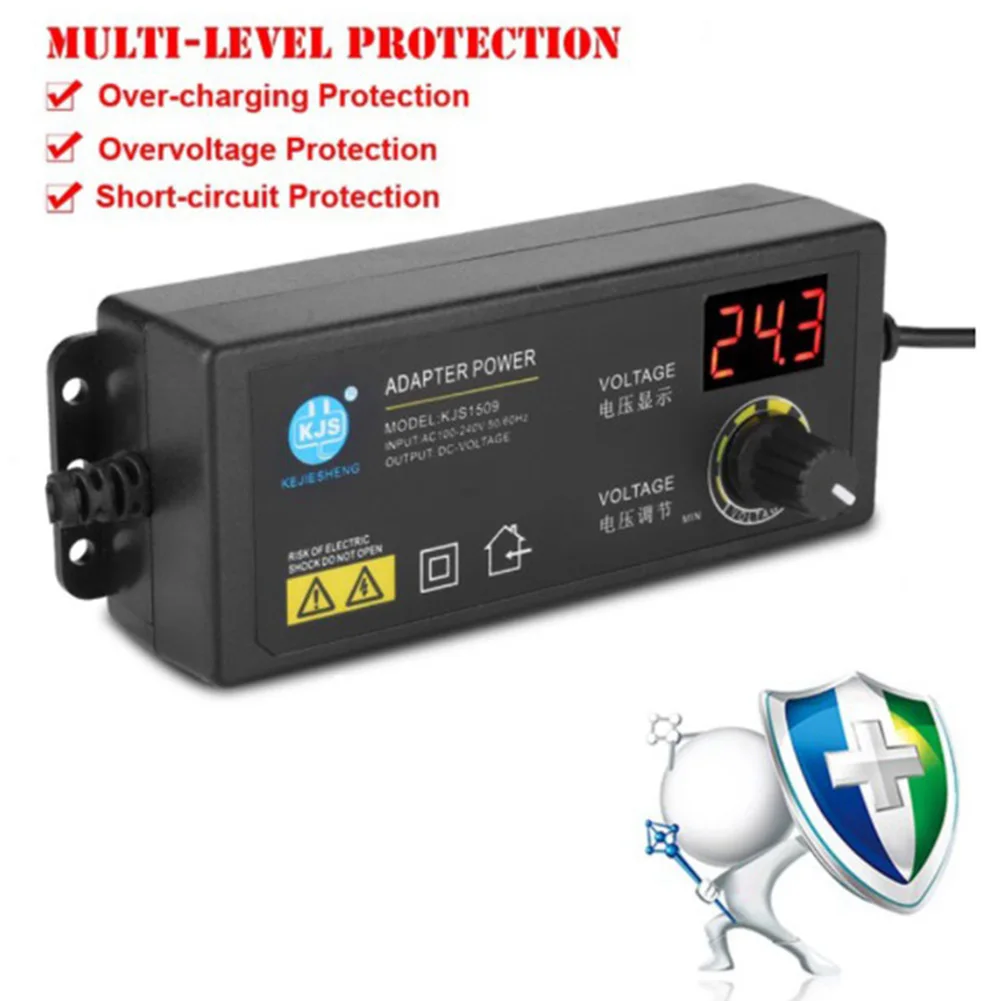 อะแดปเตอร์แปลงไฟ AC 110-240V เป็น DC 3-24V ตัวแปลงปลั๊กขนาด5.5x2.5มม. อะแดปเตอร์ควบคุมแรงดันหลายแรงดัน2.5A 60W