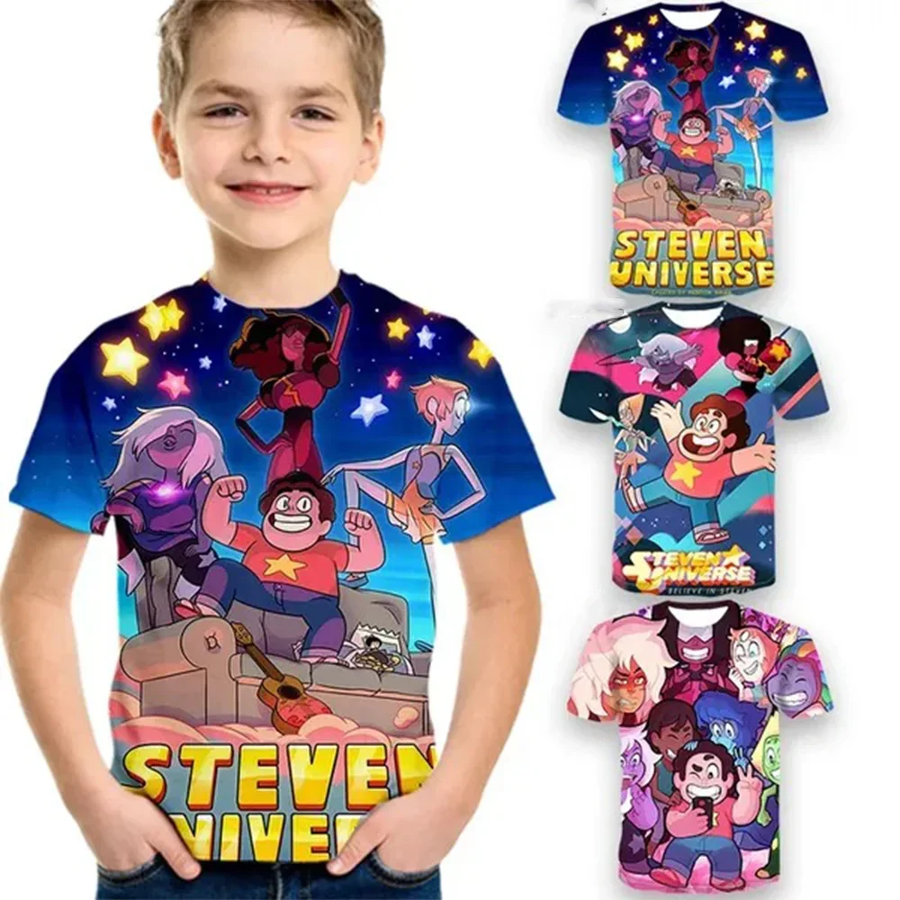 Childrens new summer 3D printed anime Tshirts men women birthday gifts cartoon sports T-shirts Steven Universe anime clothing