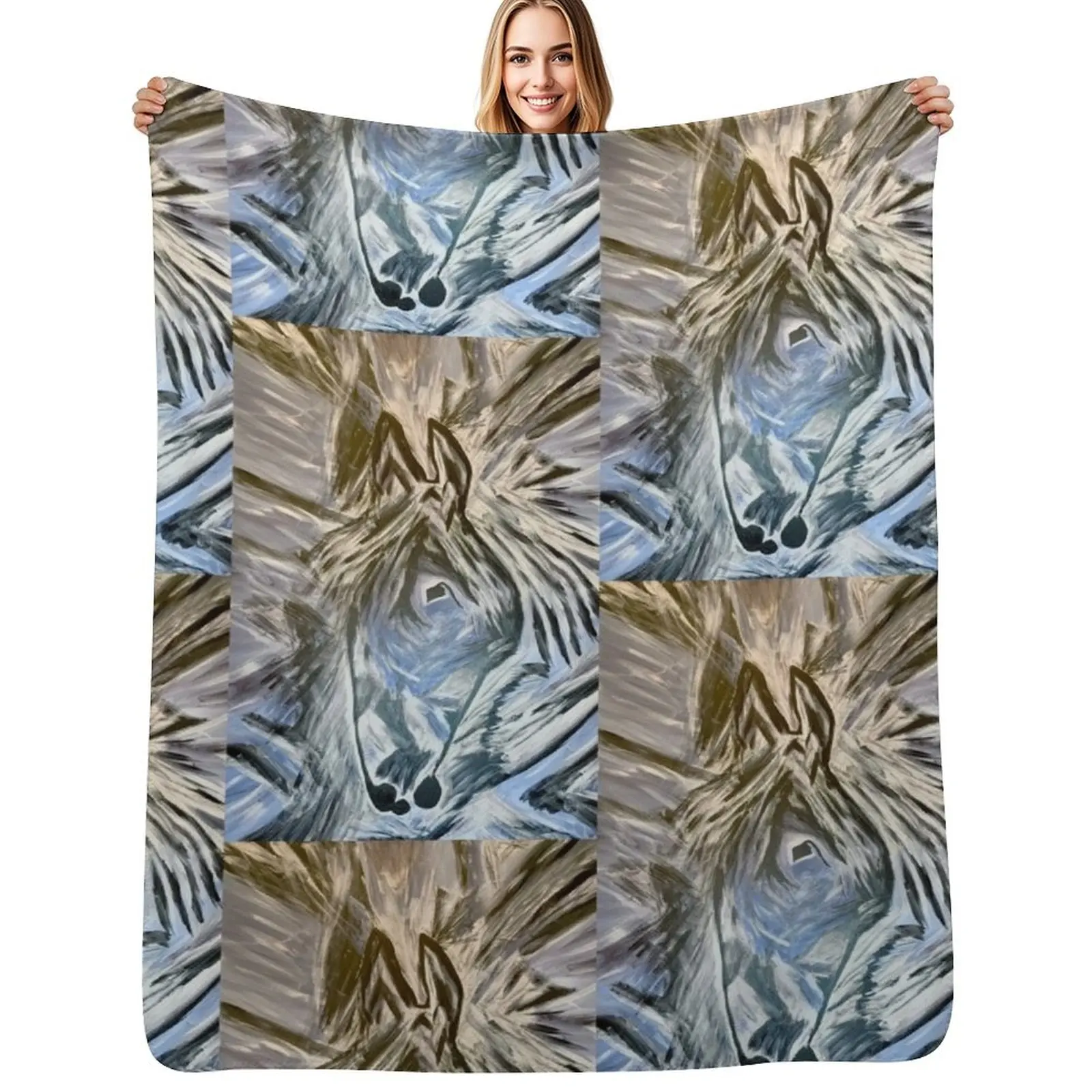 

Trix Abstract Painting of Horse Throw Blanket blankets ands Luxury Brand Blankets Sofas Of Decoration Thermal Blankets