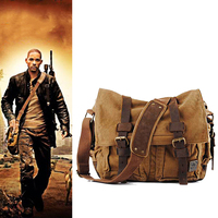Fashion Vintage Leather Canvas Men's Messenger Bag Cotton Multi-pocket Crossbody Bag Men Shoulder Bag Sling Casual Bag