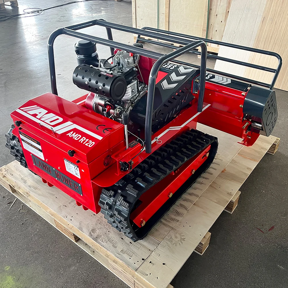 Kleiner Roboter-Rasenmäher, Breite 800 mm, 1000 mm, 1200 mm, ferngesteuerter Raupenmäher