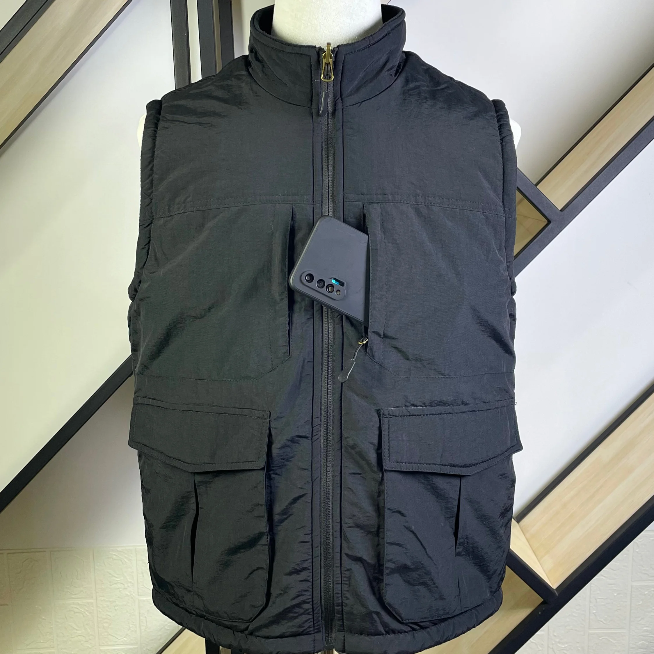 

Двусторонняя утепленная жилетка для мужчин, многофункциональная рабочая жилетка для активного отдыха, осенне-зимняя, на подкладке, теплая, безрукавка