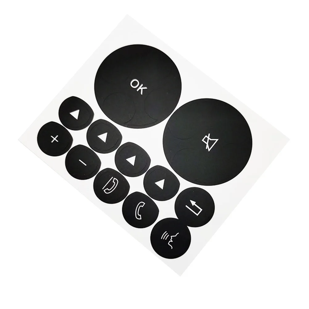 Black Button Overlay Button Repair Decal Interior Car Decoration Black Overlay With Lettering High Grade Vinyl Material