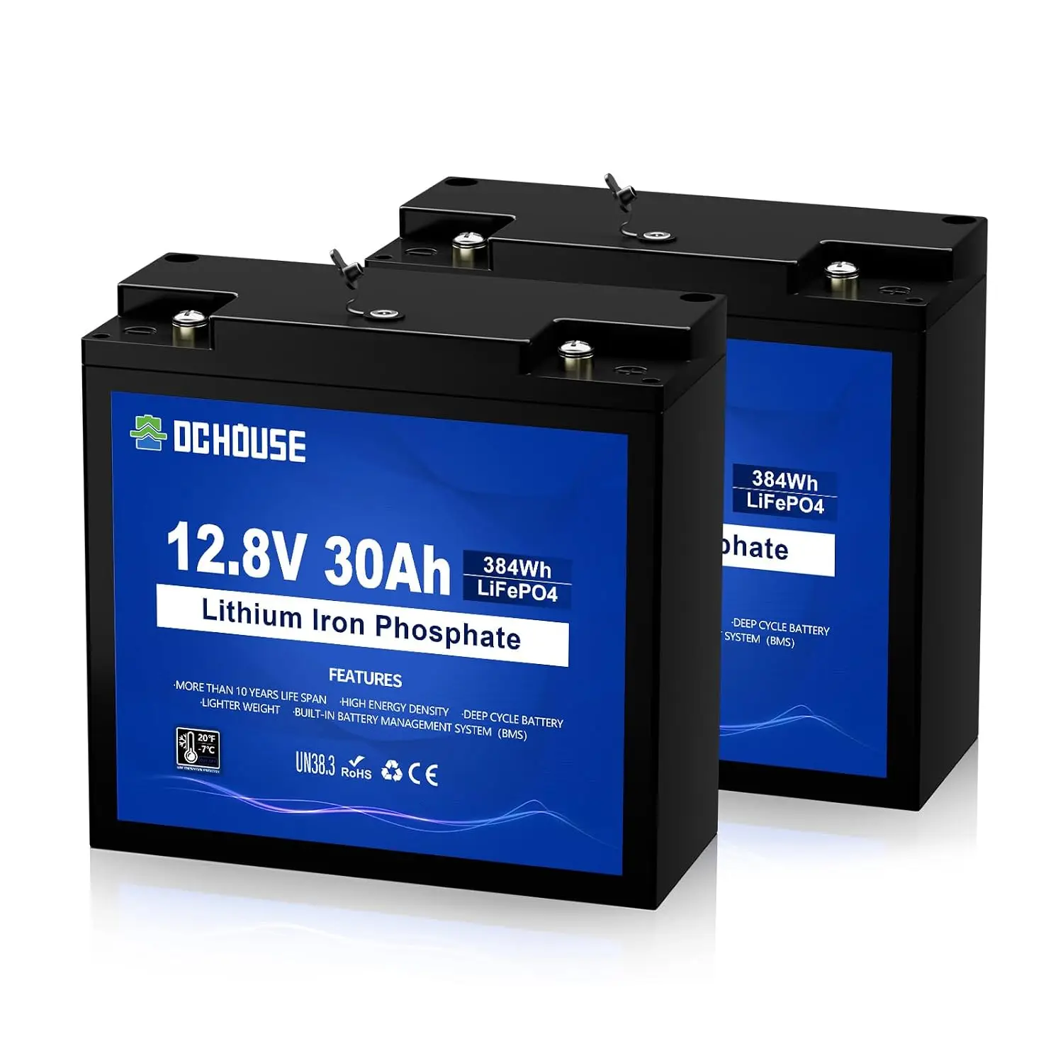 12V 30Ah LiFePO4 Battery 2 Pack with DC Port for Trolling Motor, Customized