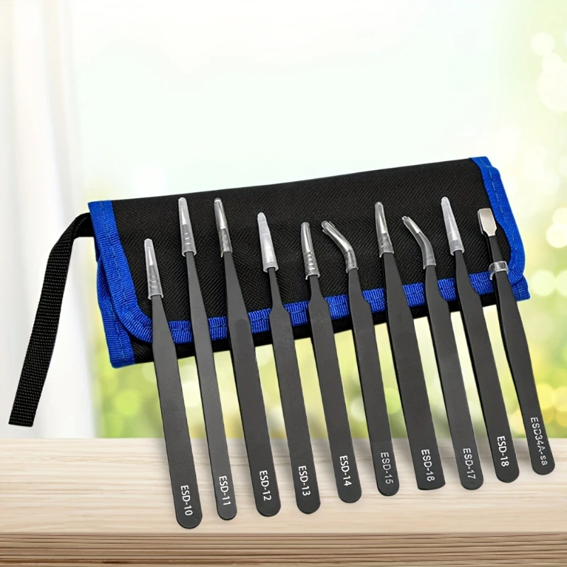 Premium Anti-Static Tweezers Set Ultra-Precise Handmade Industrial Tools Making Home Repair Ergonomic Design Pros Hobbyists