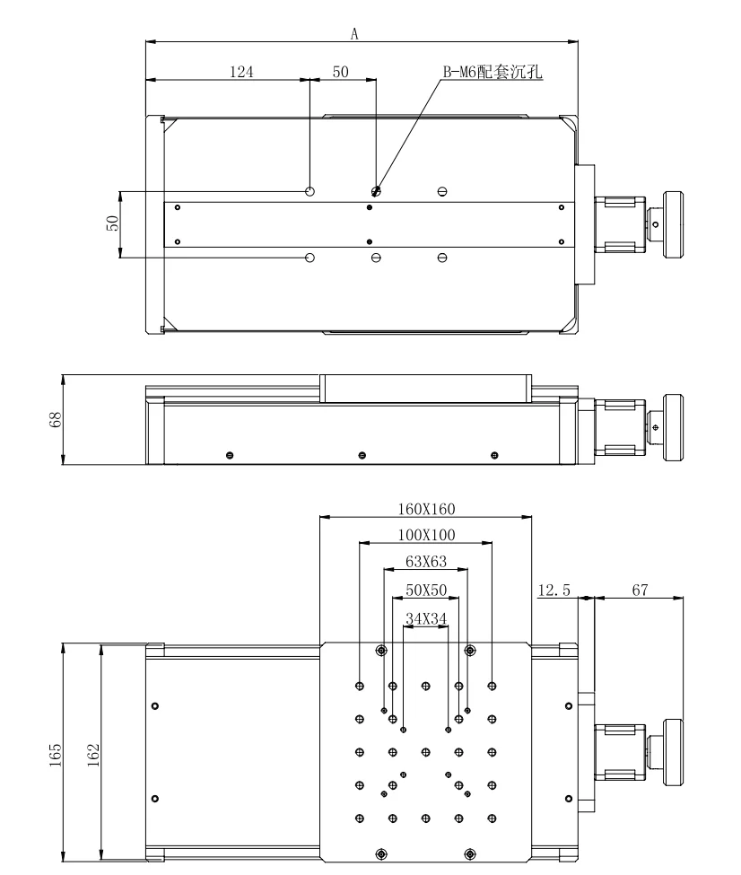 LSDP-300FG-F Stepper Motor 42BYGH Customizable OEM Motorized Linear Translation Stage Platform 160X160MM Travel Range 300MM