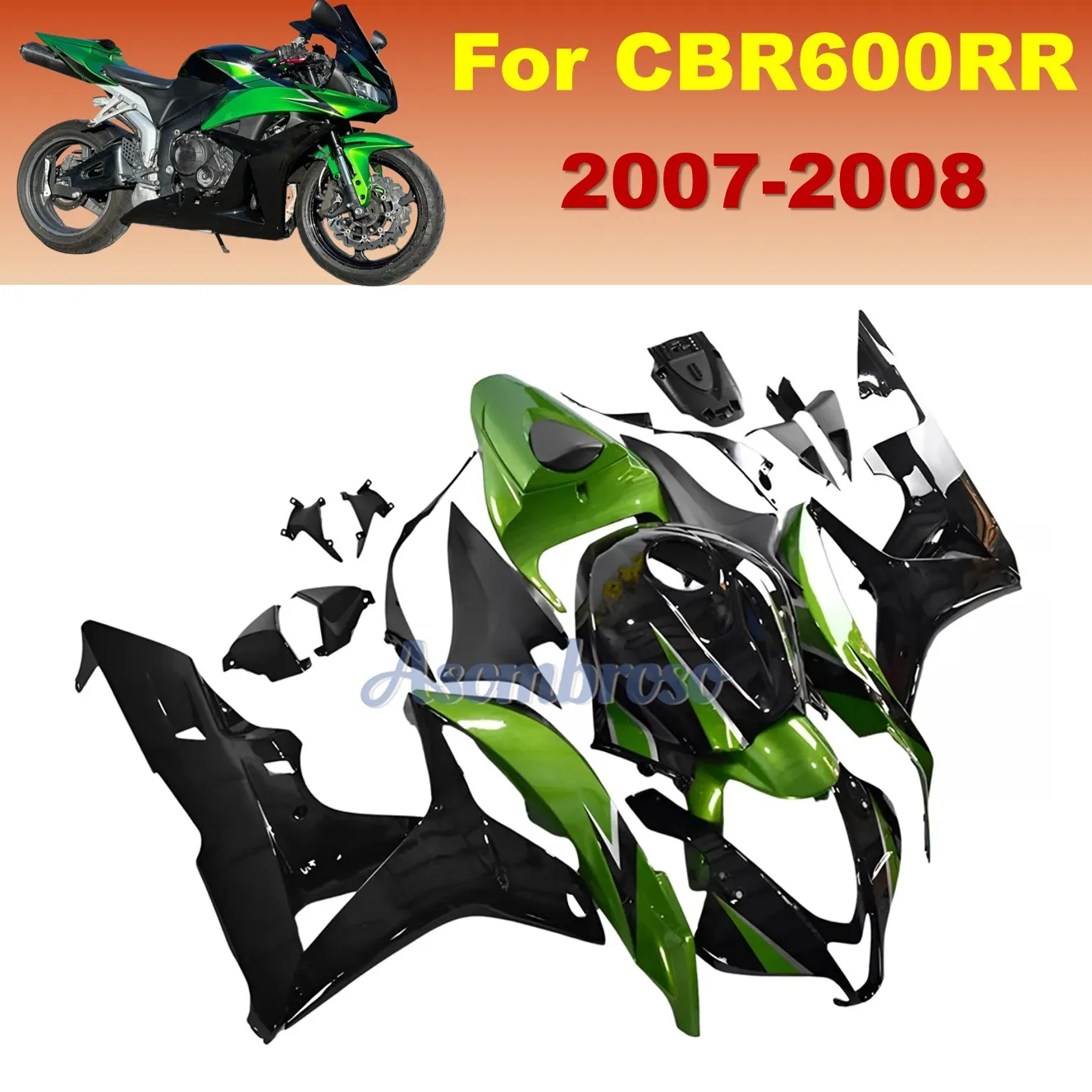 

Motorbike Cowl Panels For HONDA CBR600RR 2007 2008 CBR 600 RR F5 07 08 Aftermarket Replacement Fairing set | Green Black