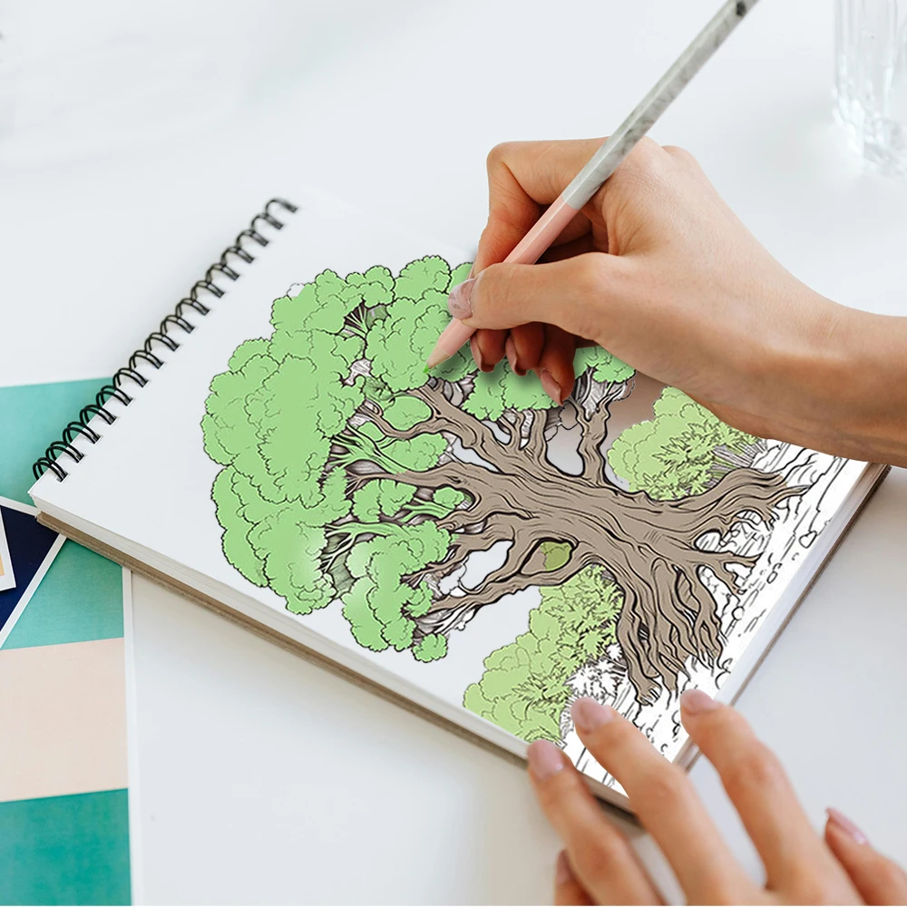 마법의 숲 색칠북 성인용 단면 인쇄 30페이지, 성인을 위한 수제 미술 작품으로 불안과 우울증 완화