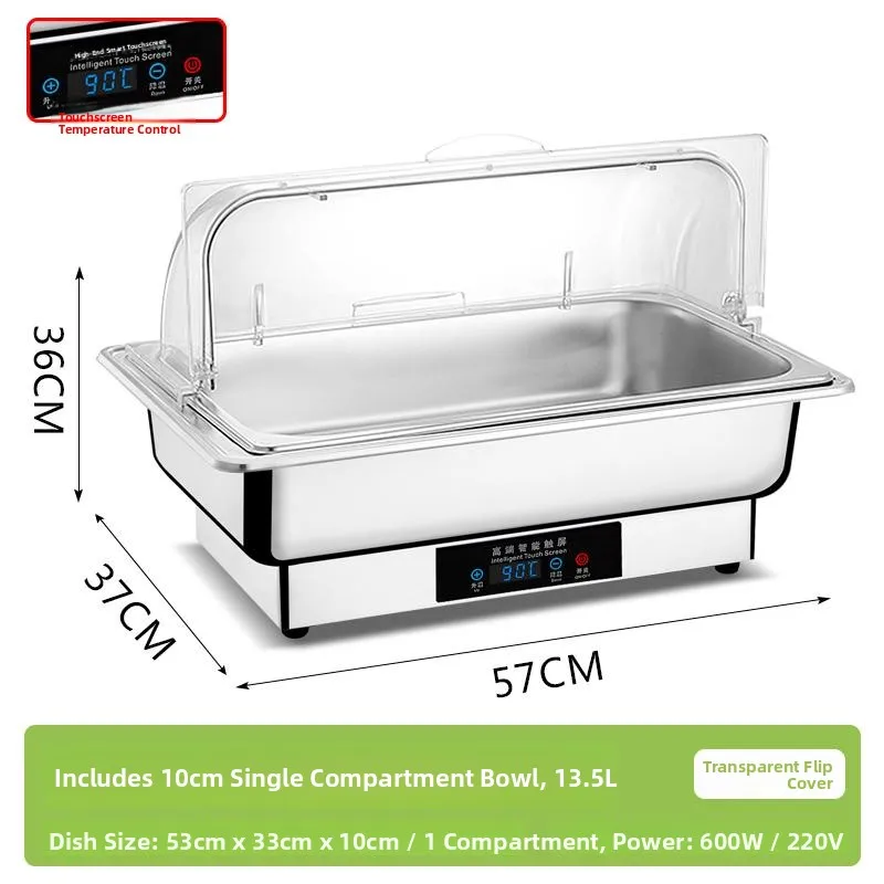 Olla comercial profunda de o inoxidable para carne especiada, bandeja especial de exhibición con aislento para horno, ...