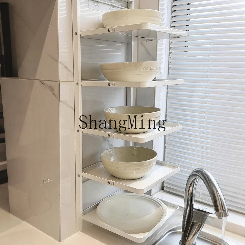 

FG folding against the wall wall preparation plate kitchen multi-function storage rack