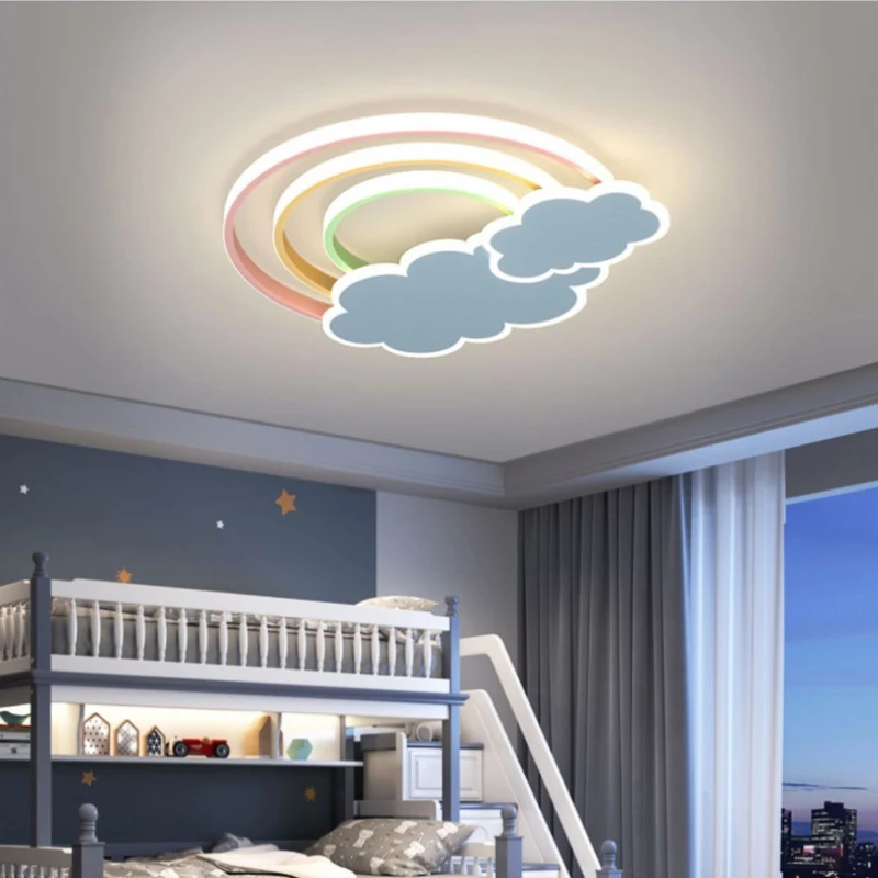 Cloud Rainbow Light Modern LED Children\'s Room Ceiling Lights Minimalist Warm Nursery Baby Room Boy Girl Bedroom Ceiling Lamps