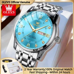 OLEVS 5513 Official Exclusive Mens Watch Dual Calendar Window Displays Dates Fashion Watch for Men Waterproof Quartz Wristwatch