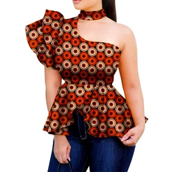 Donne di stile africano Moda moderna Top da donna Dashiki Stampa africana Top Camicia Plus Size Una spalla Abbigliamento donna WY5874