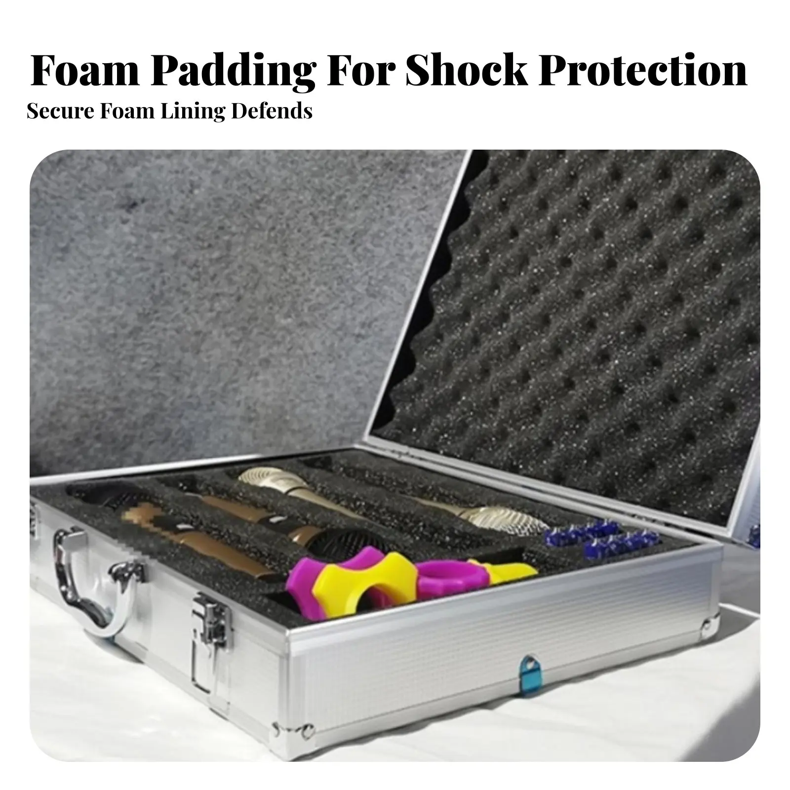 Aluminum Audio Device Case Shockproof 4-Audio Device Carrying Case 4-Mic Hard Shell Storage Box Portable with Handle for DJs
