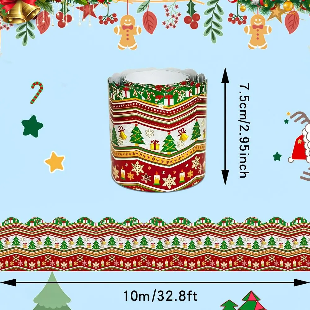 New No Adhesive Border Paper Paper Handmade Crafts Bulletin Board Border DIY 10M Decorative Stickers Christmas