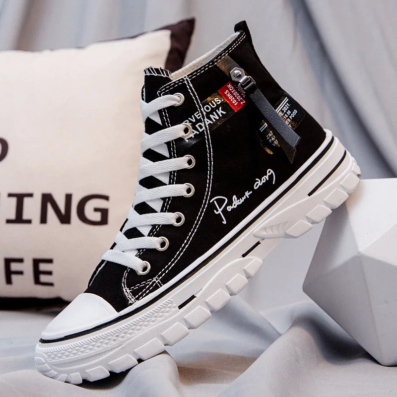 

Men's Shoes Breathable High Top Canvas Shoes Lace Up Fashion Wear Resistant Training Shoe Comfortable High Quality Men Sneakers