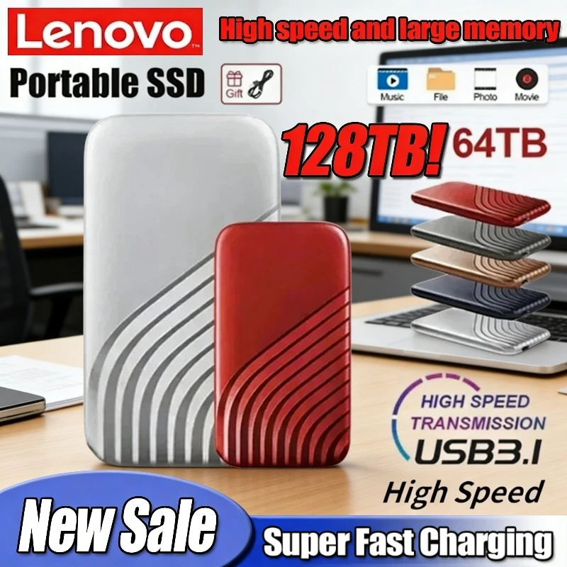 

Внешний SSD-накопитель Lenovo Type-C, высокоскоростной USB3.1, портативный жесткий диск 2ТБ 4ТБ 8ТБ для ноутбука