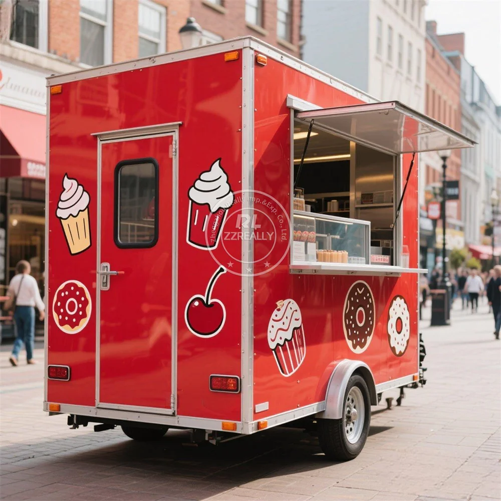 

Mobile Food Trailer Street Ice Cream Hot Dog Cart Street Restaurant Fully Equipped Concession Fast Food Truck With Full Kitchen