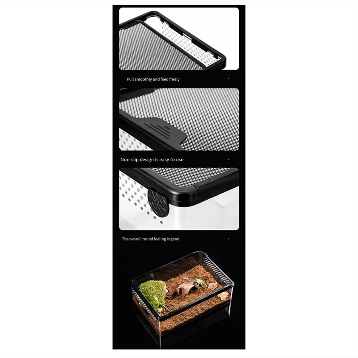 A78I Transparent Reptile Feeding Box Amphibian Insect Reptile Breeding Box Ventilation Hatching Container Reptile Breedingbox