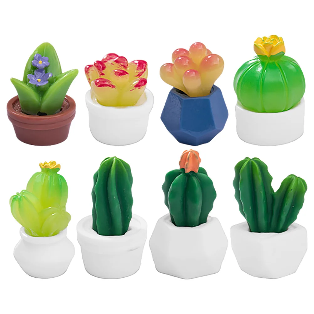 

8pcs Tiny Decor Resin Miniature Plants For Desk Home Garden Dollhouse Accessories Miniature Flowers Mini Plant Decor