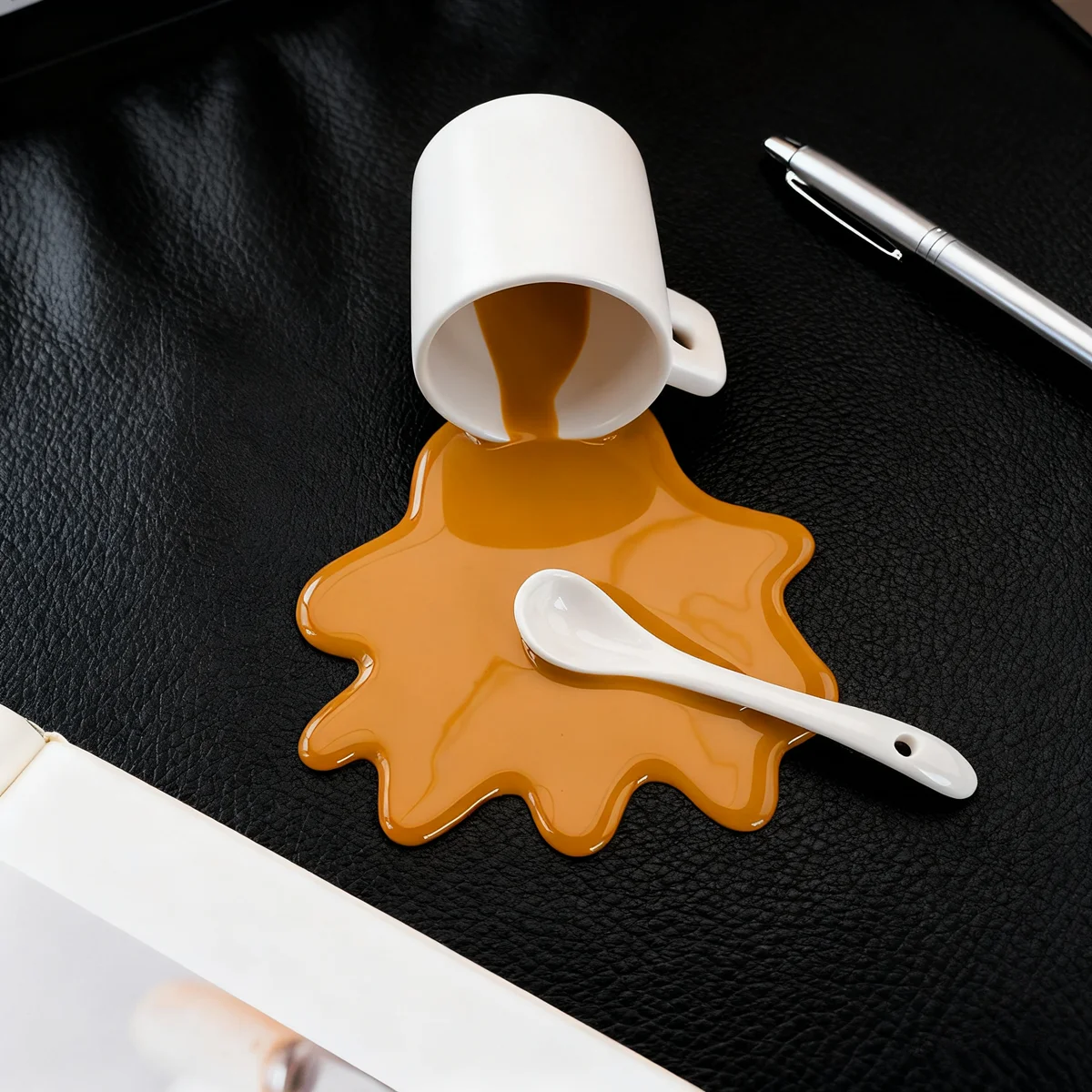 Lustige gefälschte Kaffeetasse – PVC-Telefondock für Streich-Requisiten, Bürodekoration und mobile Videobeobachtung – Detail 7