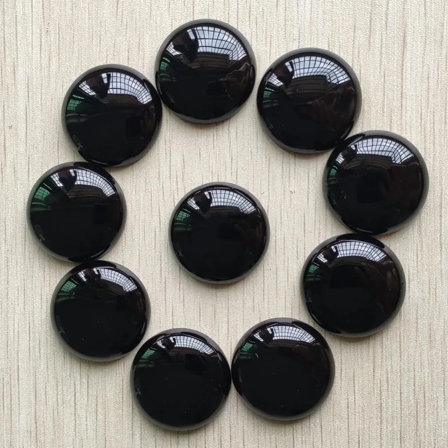 

Wholesale 20pcs/lot Fashion natural black onyx round cabochon beads 25mm for jewelry Accessories making free shipping