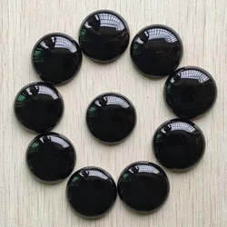 Wholesale 20pcs/lot Fashion natural black onyx round cabochon beads 25mm for jewelry Accessories making free shipping