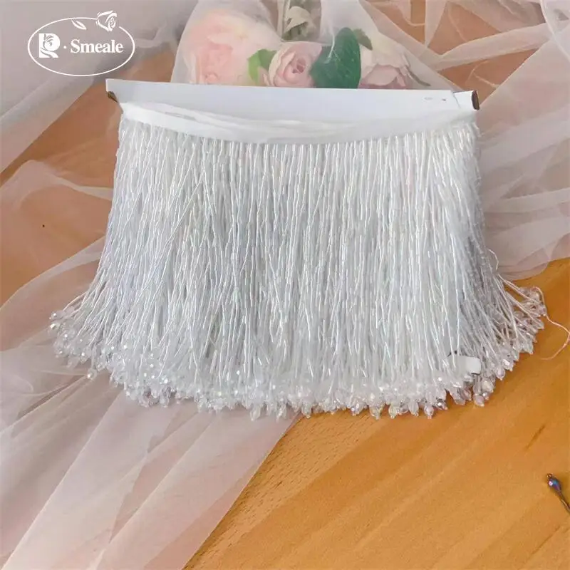 5-1Y.20 Farbe 16cm hohe Kristallglasperlen Quaste Handgemachter Spitzenbesatz DIY Hochzeitskleid Kopfschmuck Dekorationszubehör RS4047-2 – Detail 13