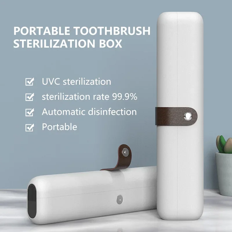 Esterilizador Portátil UVC para Cepillos de Dientes, Estuche de Viaje Recargable con LED, Soporte Limpiador