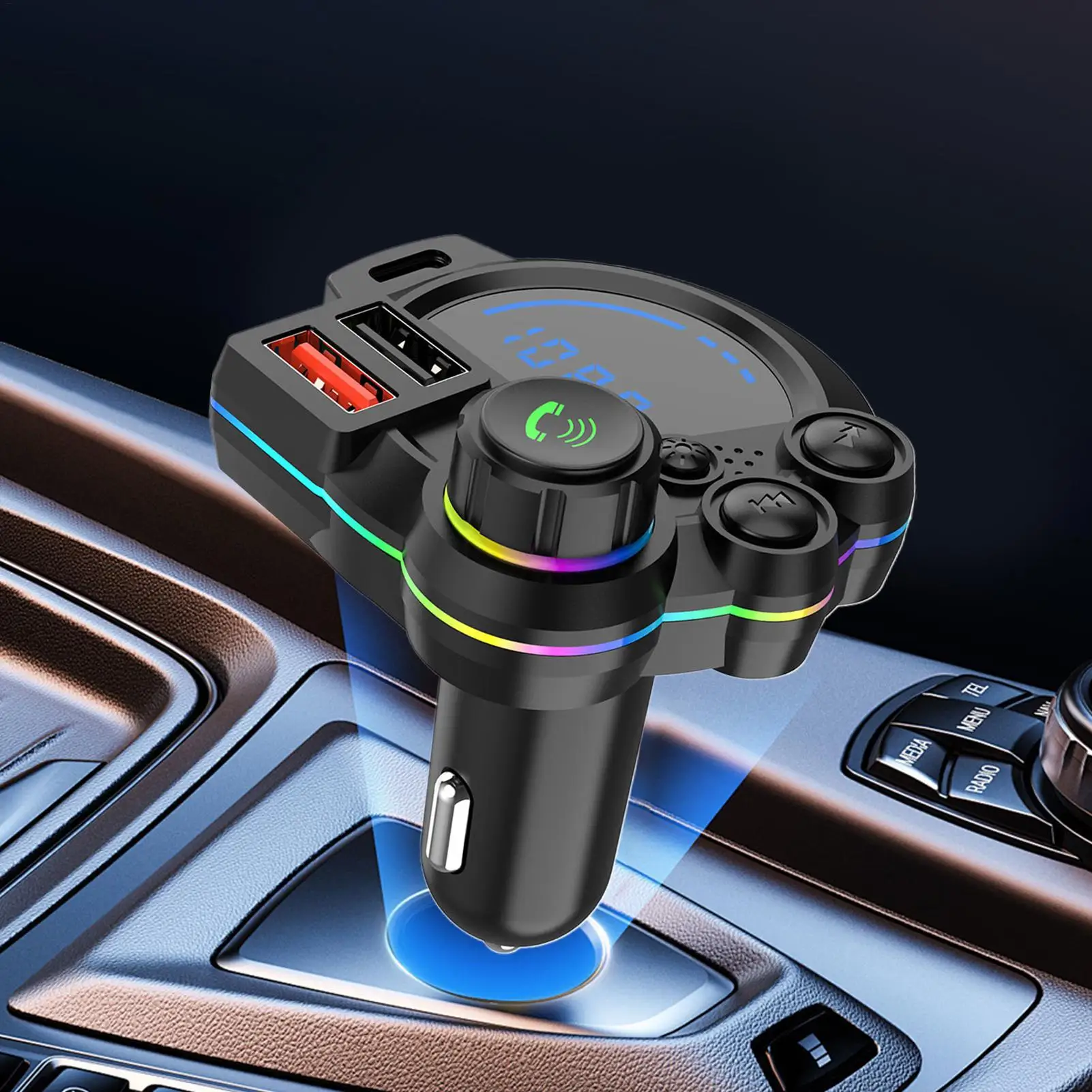 Car FM Transmitter Wireless Plug-and-Play MP3 Player Fast Charging Wireless Radio Adapter Audio Receiver For SUV Truck RV Sedan