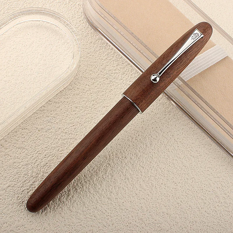 Jinhao Fountain Pen Natural Wood Handmade M/F Nib Silvery Clip Ink Pen School Business Office Writing School Supplies PK 9016