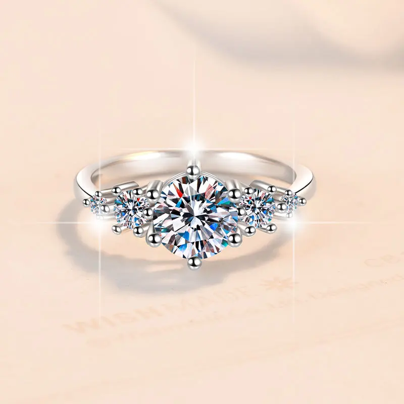

Fashion Ring PT950 Platinum 1Ct Moissanite Women's - Anti-deform durable, sparkling highlight, daily outfit upgrade