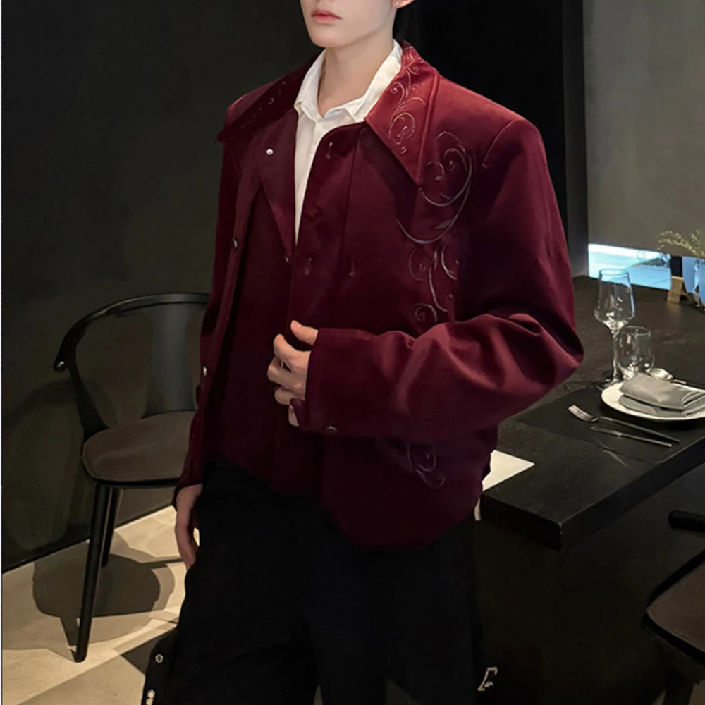 

Winter Men's Solid Color Embroidered Long-Sleeved Jacket American Retro Fashion Trendy High Street Casual Loose Niche Men's Top