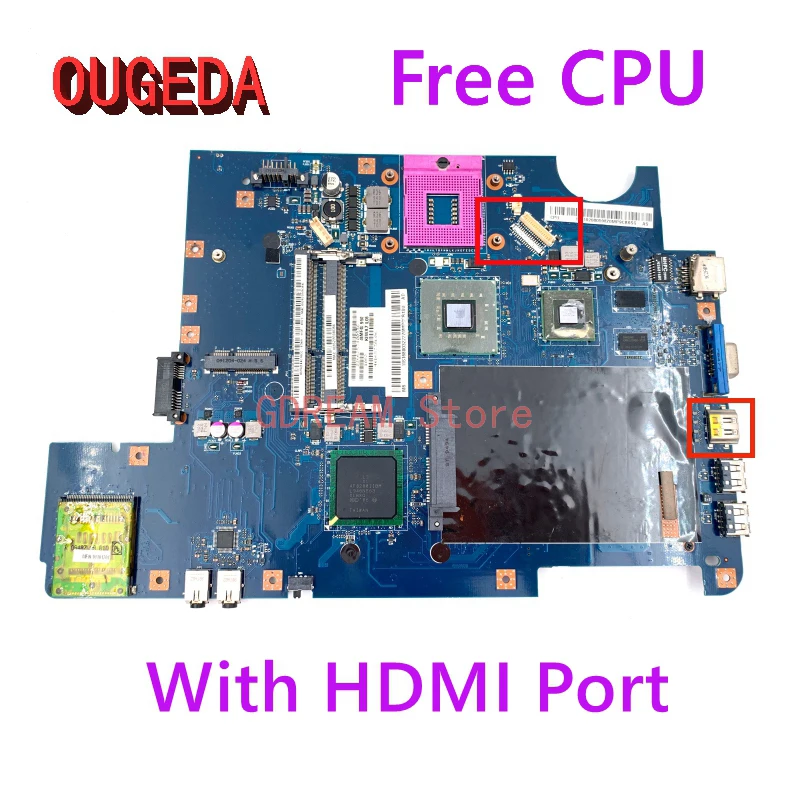 

OUGEDA KIWA7 LA-5082P MAIN BOARD For Lenovo Ideapad G550 Laptop Motherboard Free CPU GM45 GPU onboard With HDMI port full test