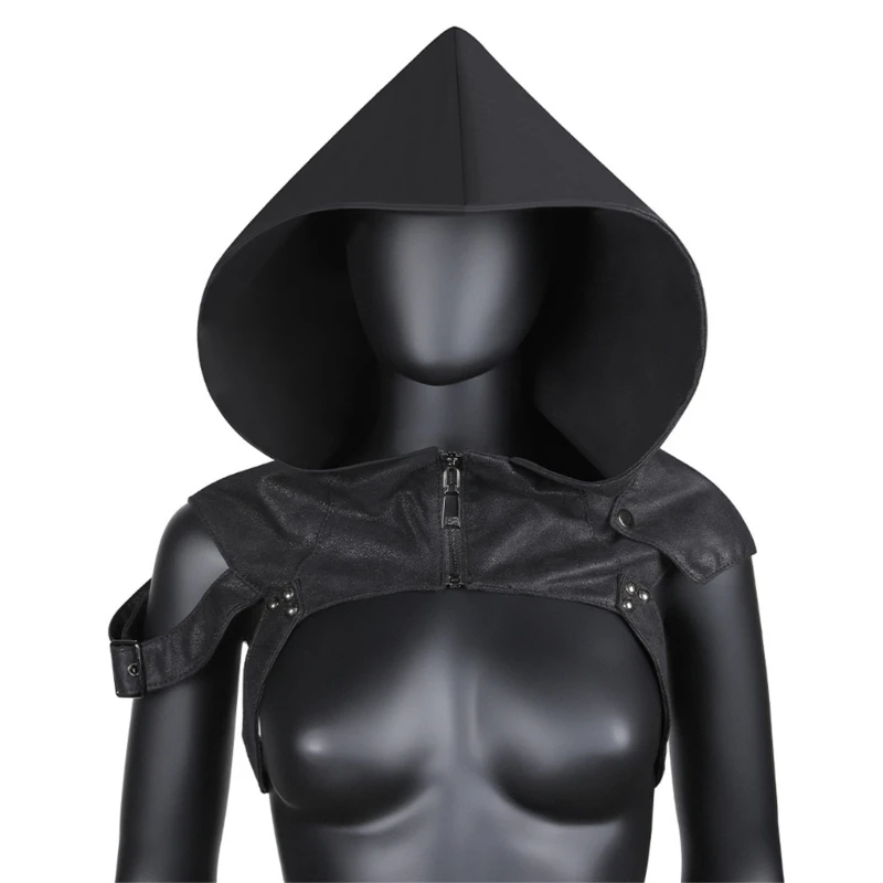 652F Elevates Your Cosplay Outfits with Punk Hoodie Hat Featuring a Steampunk Design for Performances and Stage Activities