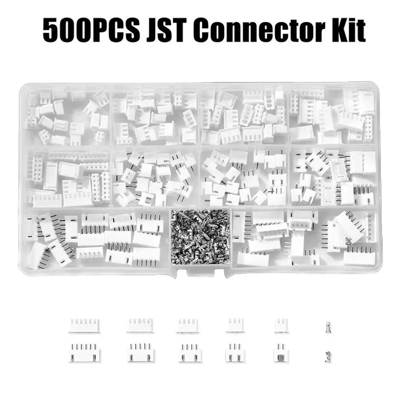 500PCS 2/3/4/5/6 Pin Connector Housing JST-XH Adapter Pin Header Cable Connector Socket Kit 2.54mm Female Plug Socket Connector