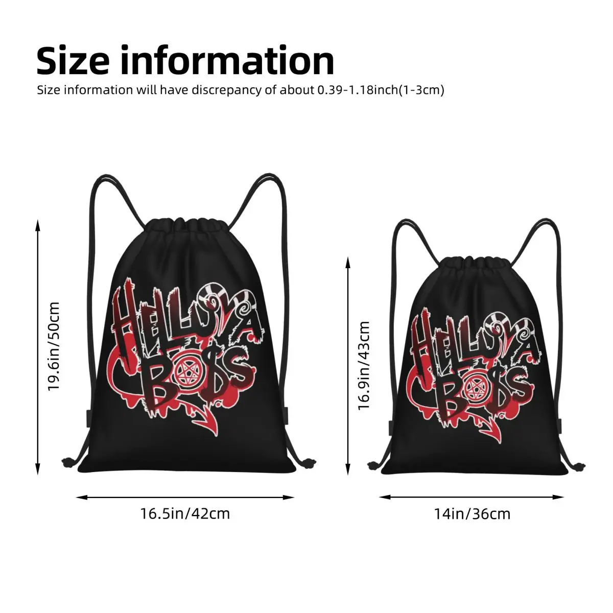 Helluva Boss Drawstring Backpack Sports Gym Bag Anime String Sackpack for Hiking