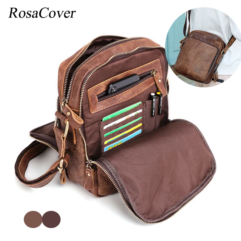 Messenger Bag Men Vintage Genuine Leather Man Flap Travel Business Crossbody Shoulder Bags For Men Male Bag Leather Handbags