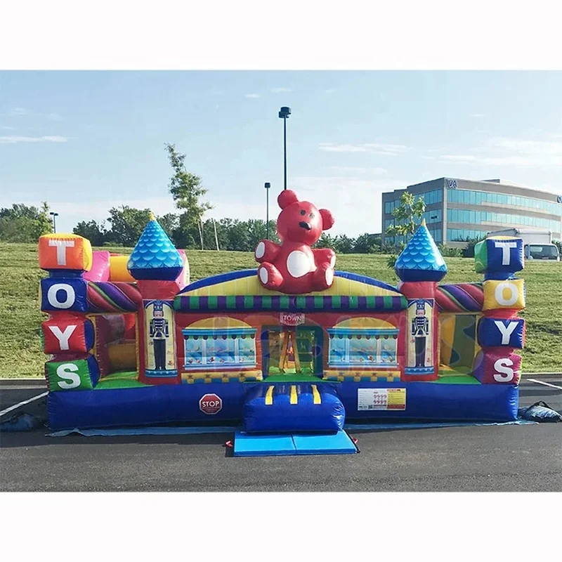 Commercial Grade Ferris Wheel Themed Inflatable Castle, Slide, and Trampoline Set an Eye Catching Attraction for Families.