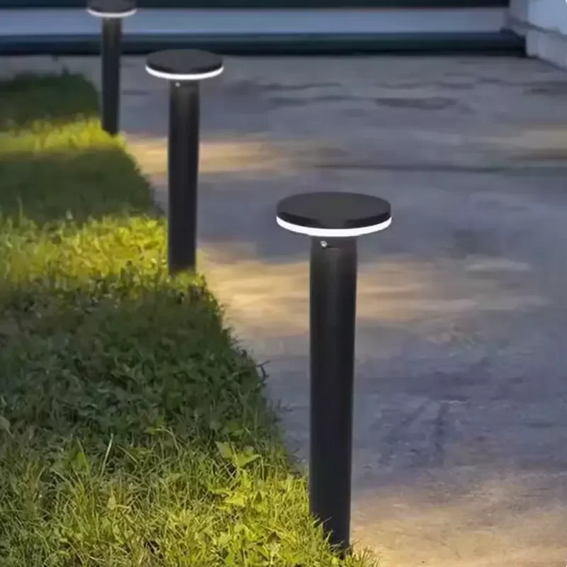 Dimmable IP65 Outdoor LED Bollard Light for Modern Simple Lawn Garden Landscape Lighting Waterproof Stainless Steel Black