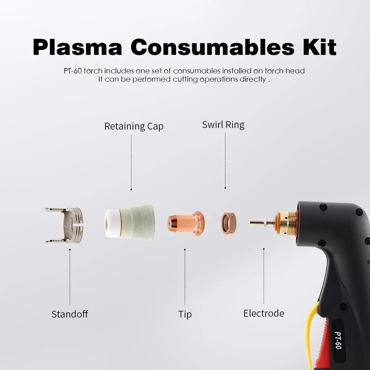 replacement Upgrade Ipt-60 Plasma Cutter Torch For 62204 Ipt40 Pt-60 Plasma Cutting Torch Head Ws Aftermarket Consumables