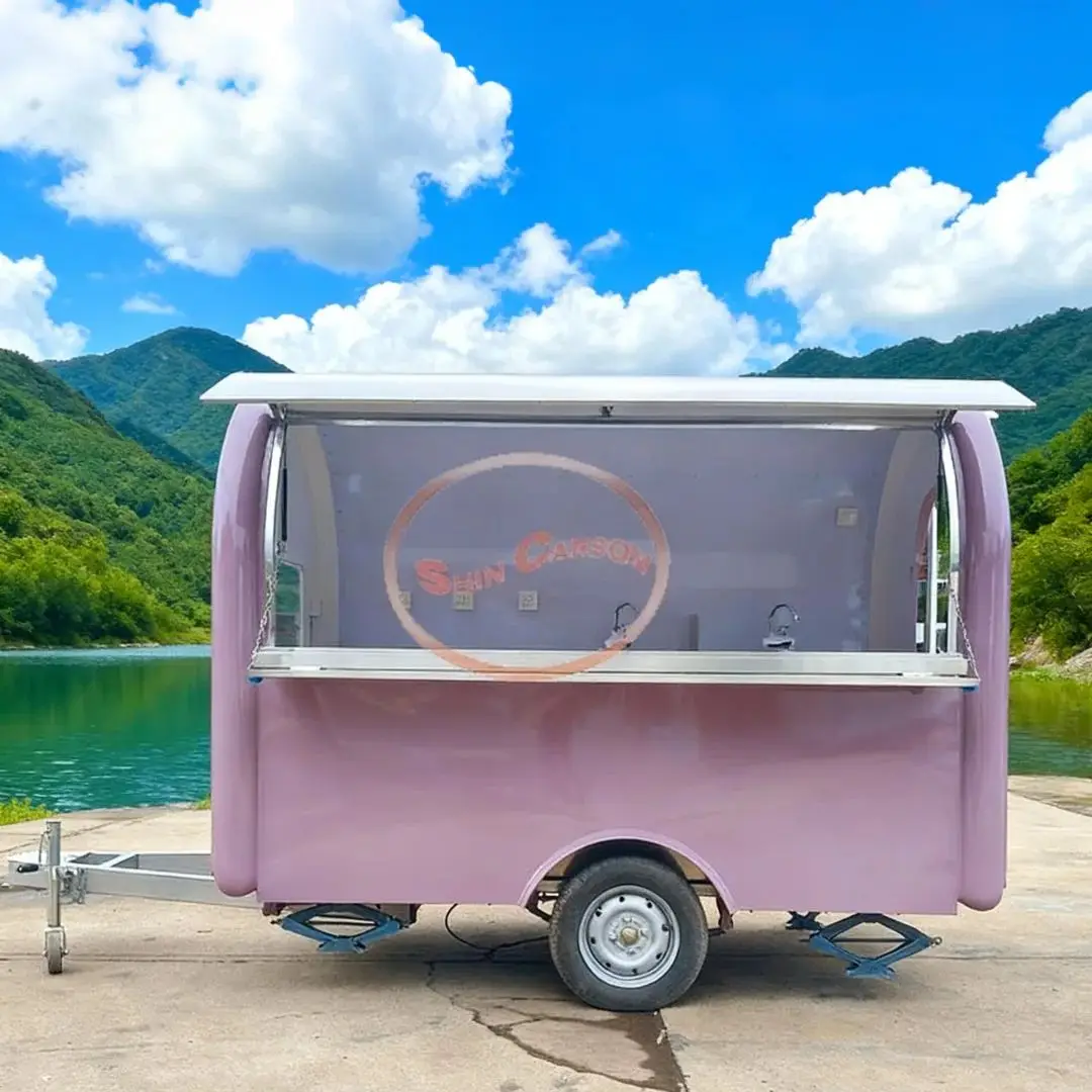 

Food-Grade Mobile Vending Cart Outdoor Food Trailer Heavy Load Capacity Towable Waterproof Easy to Clean for Business Use