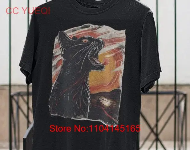 Dramatic Cat Scream T Shirt Edvard Munch Art Inspired Bold Artistic Funny Lover Creative Apparel long or short sleeves