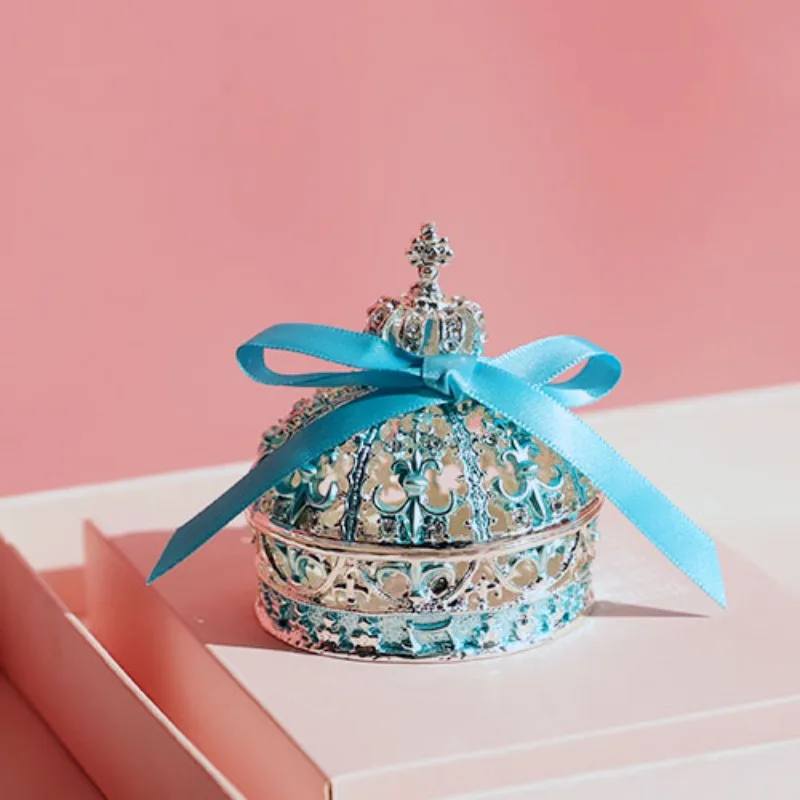 European Style Crown Jewelry Box Wedding Ring Holder Creative Gift for Proposal Earrings Necklace Storage