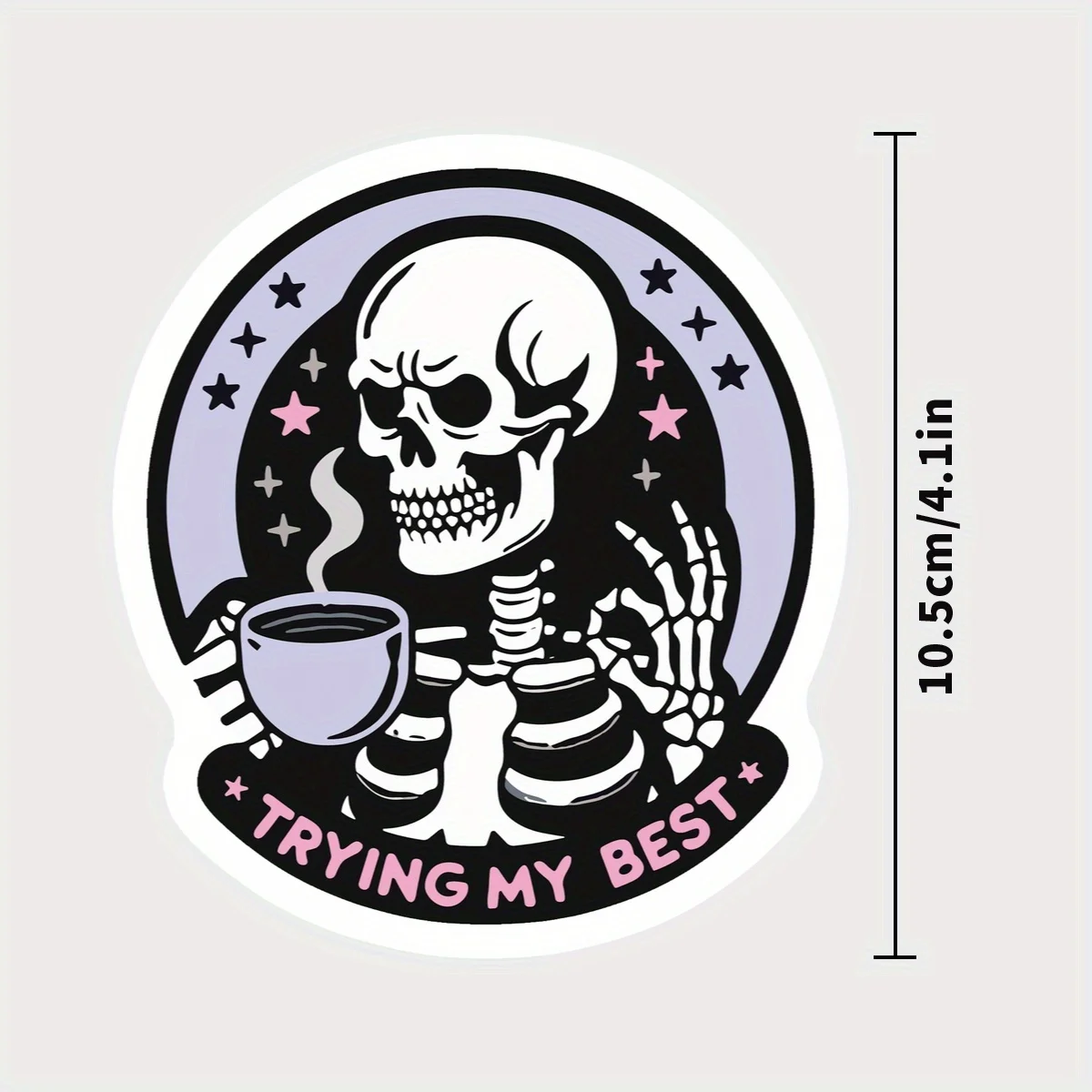 Esqueleto vibrante de 1 unidade – Adesivo temático "Trying My Best", ótimo para bicicletas, guitarras, geladeiras, cadernos e organizadores de mesa