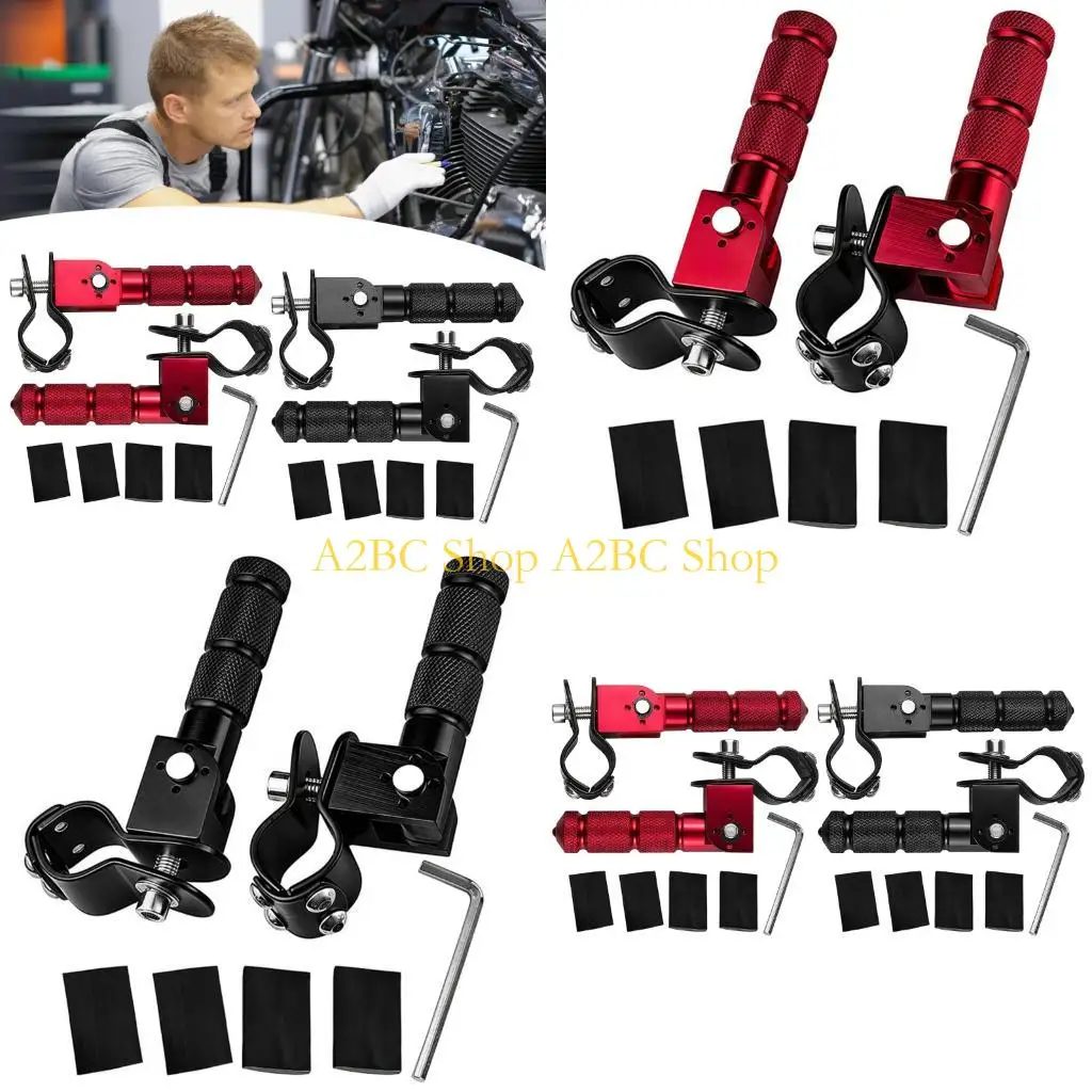 A2BC Motorcycle Foot Pedals Antislip Textured Universal Compatibility Enhanced Comfort For Ergonomic Comfort Ride Enhancement