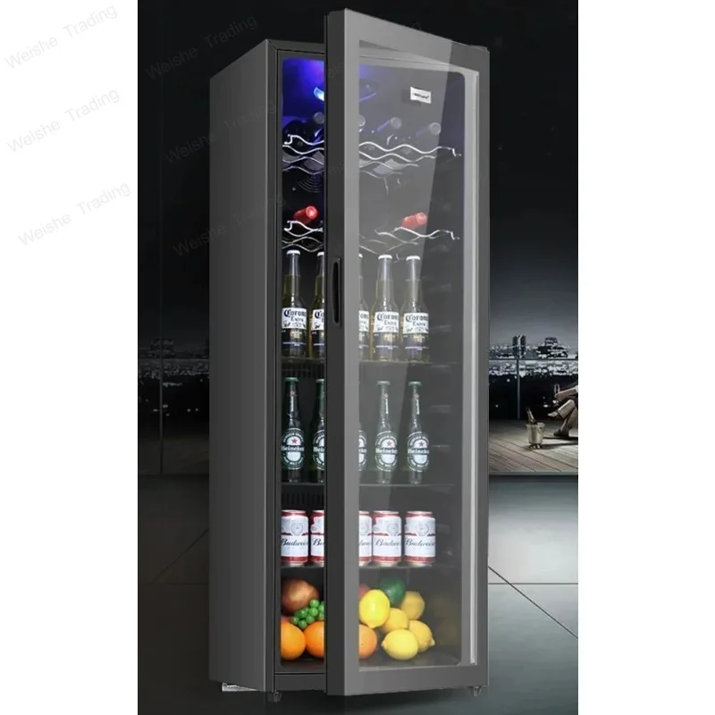 Tea Drinks Office Mini Refrigerator Transparent Single Door Commercial Refrigerated Cabinet