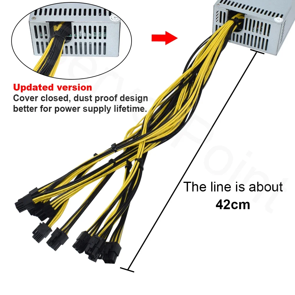 Imagem -02 - Fonte de Alimentação de Mineração Monocanal Btc 2u 2000w Psu Eth Rvn Rig Ethereum Miner s9 s7 l3 Mais Baixo Consumo de Energia 10x6pin