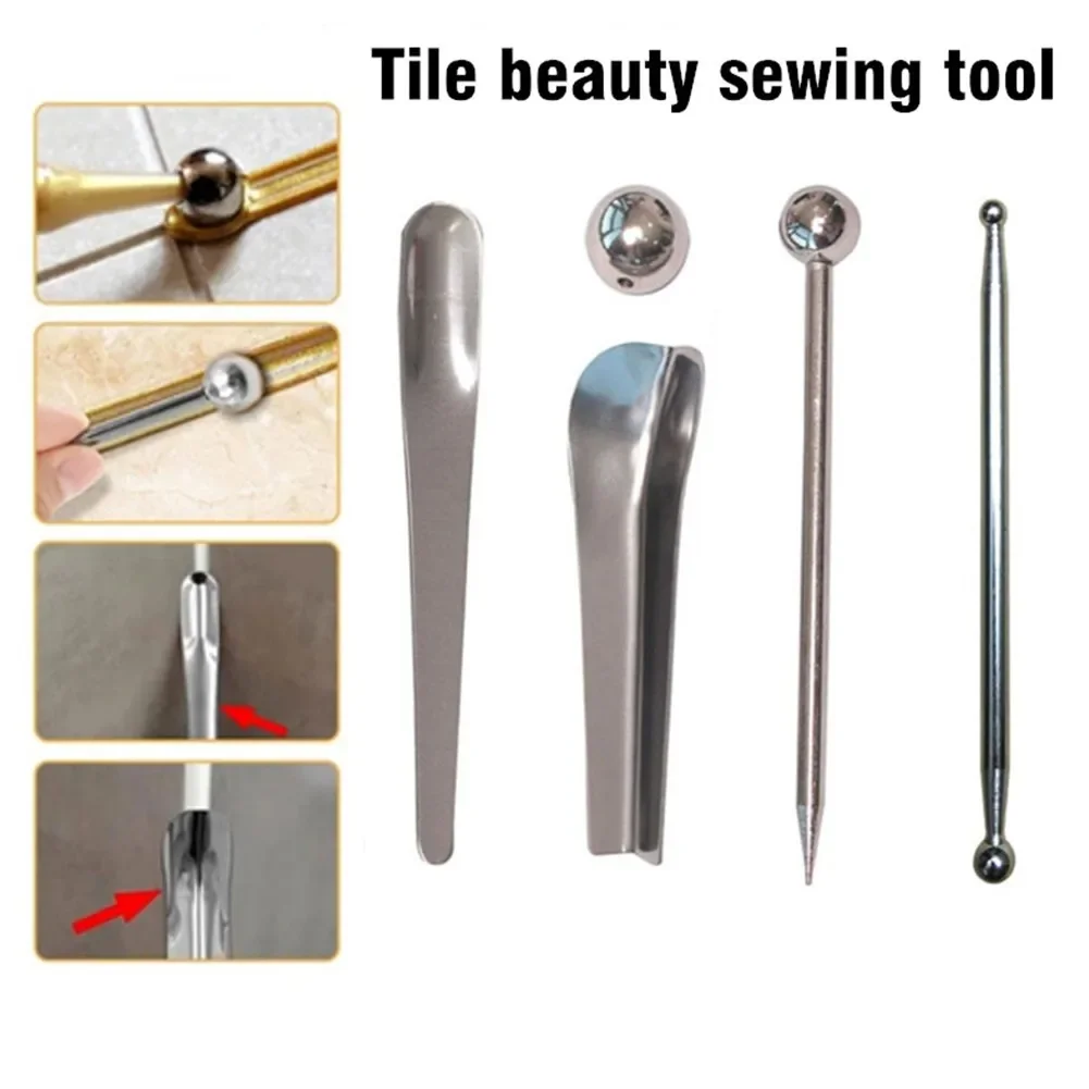 5pcs/set Tile Joint Tool Set Tile Steel Ball Tile Grout Removal Hand Tool Floor Corner Scraper Repair Joint