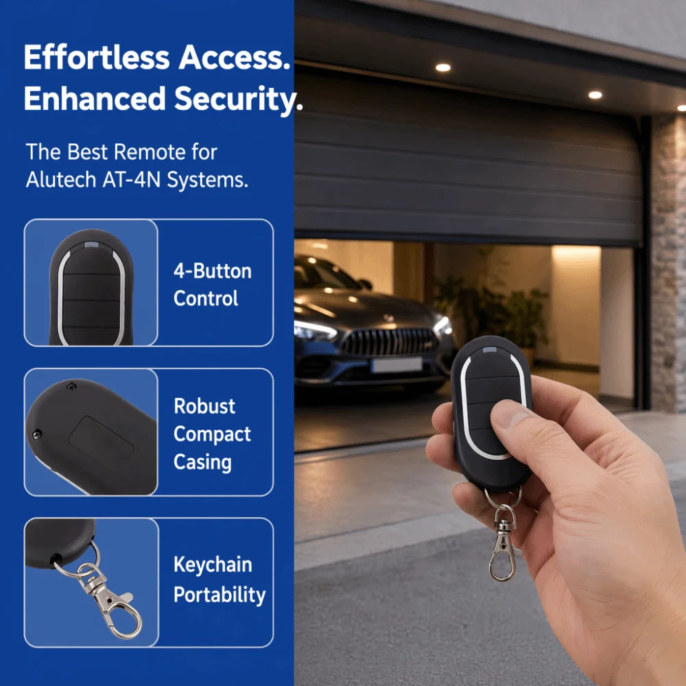 433MHz Gate Remote for Alutech AT-4N Rolling Code Learning Code Garage Door Remote Control 4 Buttons Garage Door Opener Command